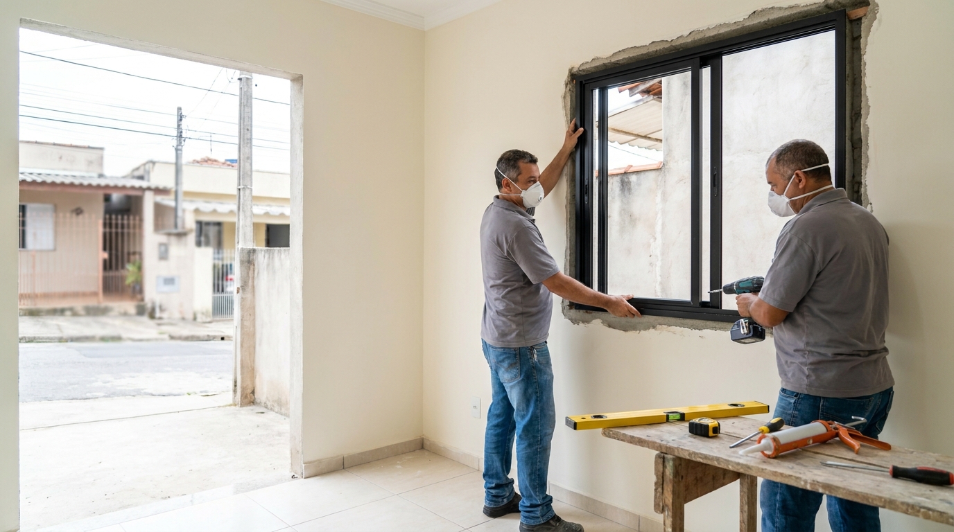 Esquadria de alumínio preta em Santos-SP